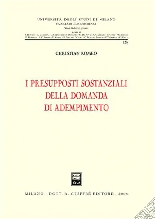 I presupposti sostanziali della domanda di adempimento Acquista Ora