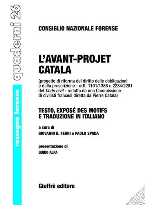 Novità L‘avant-projet Catala