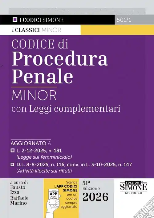 Codice di procedura penale Minor. Leggi complementari. Con APP CODICI SIMONE per un codice sempre aggiornato Scelto Dai Clienti