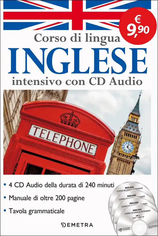 Corso di lingua Inglese intensivo con CD Audio 4 CD della durata di 240 minuti - Manuale di oltre 200 pagine - Tavola grammaticale Pagamento Sicuro