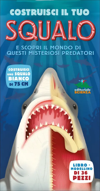 Costruisci il tuo squalo e scopri il mondo di questi misteriosi predatori Costruisci uno squalo bianco di 75 cm - Libro + modellino di 36 pezzi Esclusivo