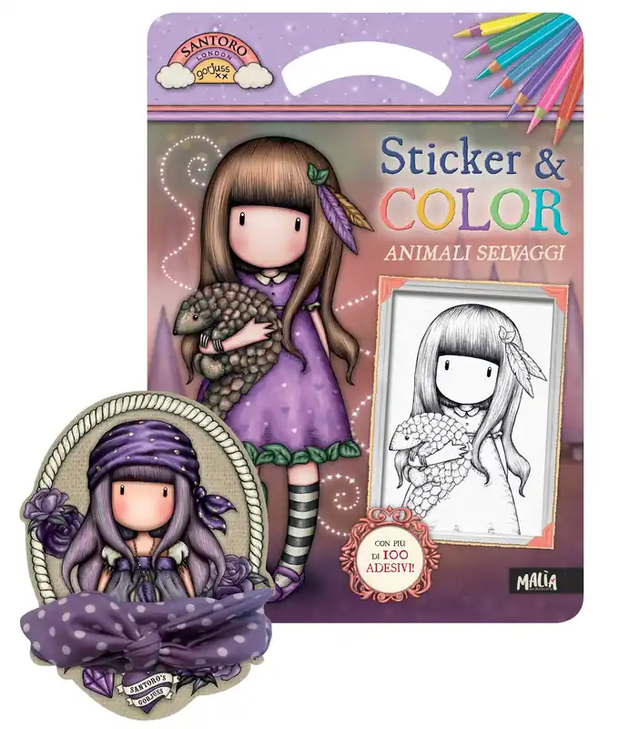 Gorjuss. Sicker & Color. Animali selvaggi + Bandana viola Ultimissimo Modello