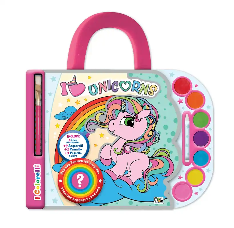 Professionale I Love Unicorns. I colorelli. Valigetta con acquerelli