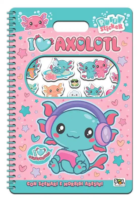 Sconto I Love Axolotl. Puffy sticker. I love scrapbooks